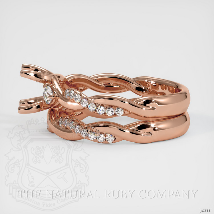 14K Rose Gold Three Stone Ring Setting