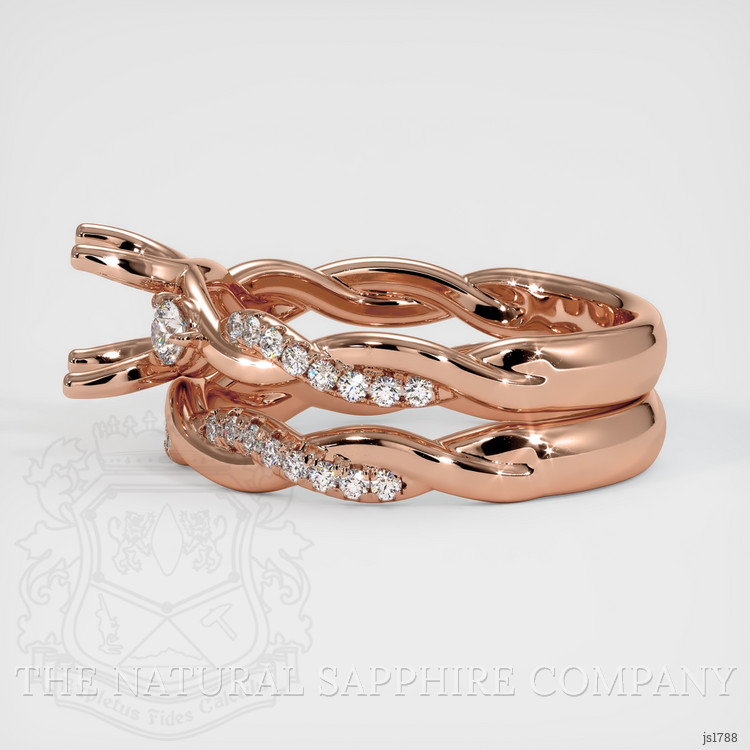 14K Rose Gold Three Stone Ring Setting
