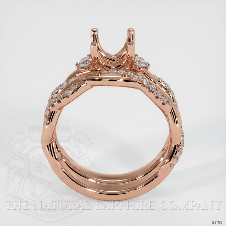 14K Rose Gold Three Stone Ring Setting