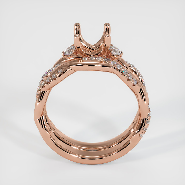 14K Rose Gold Three Stone Ring Setting