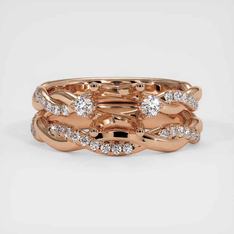 18K Rose Gold Three Stone Ring Setting
