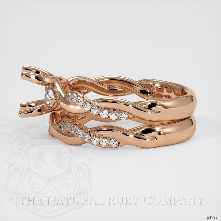 18K Rose Gold Three Stone Ring Setting