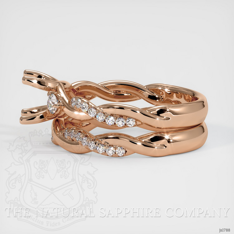 18K Rose Gold Three Stone Ring Setting