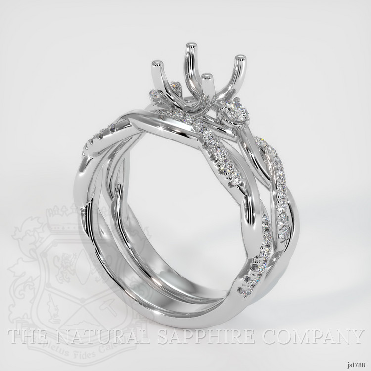 14K White Gold Three Stone Ring Setting