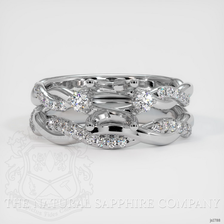 14K White Gold Three Stone Ring Setting