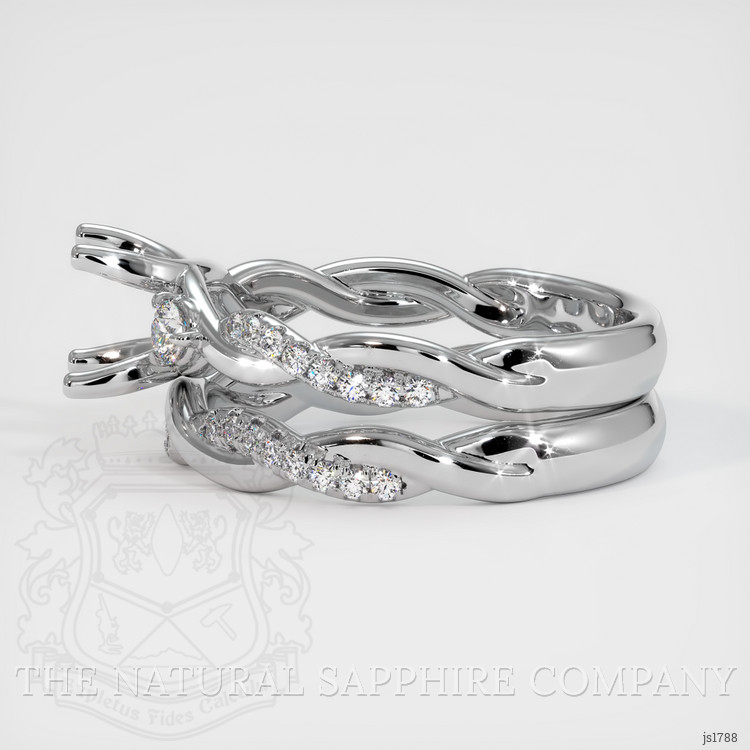 14K White Gold Three Stone Ring Setting