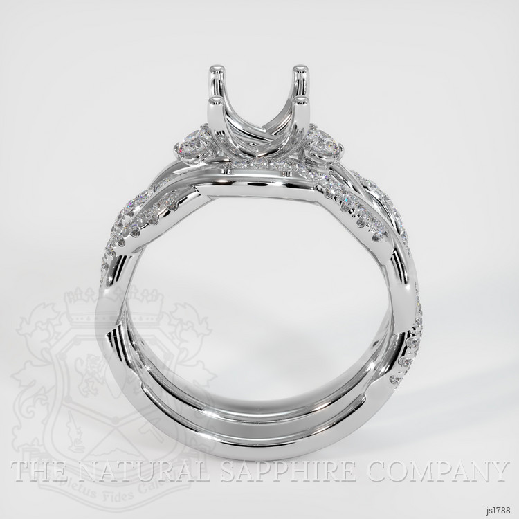 14K White Gold Three Stone Ring Setting