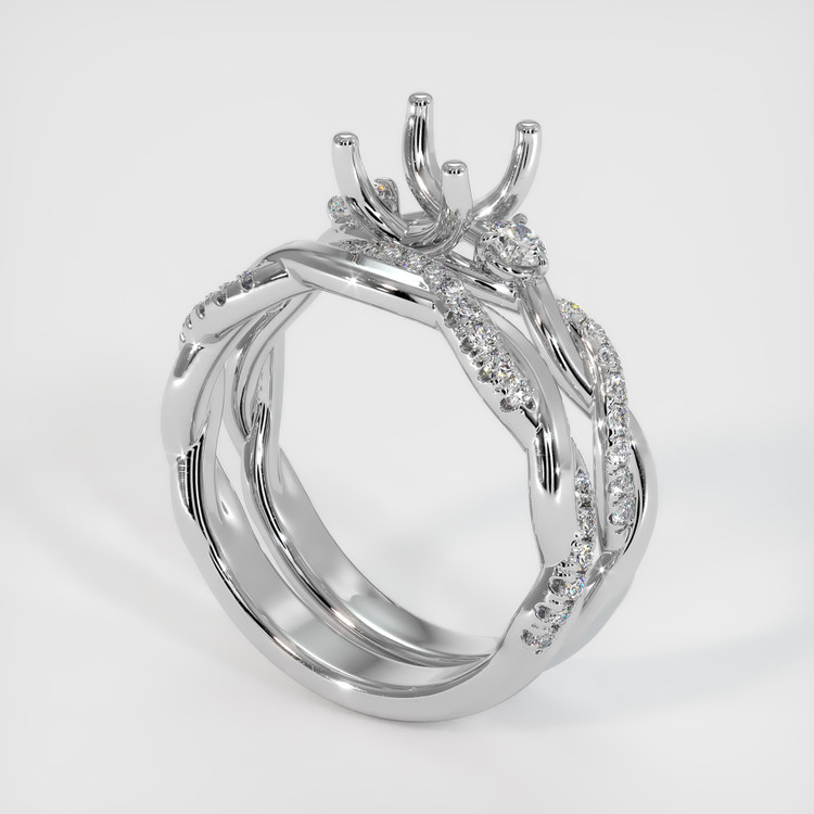 18K White Gold Three Stone Ring Setting