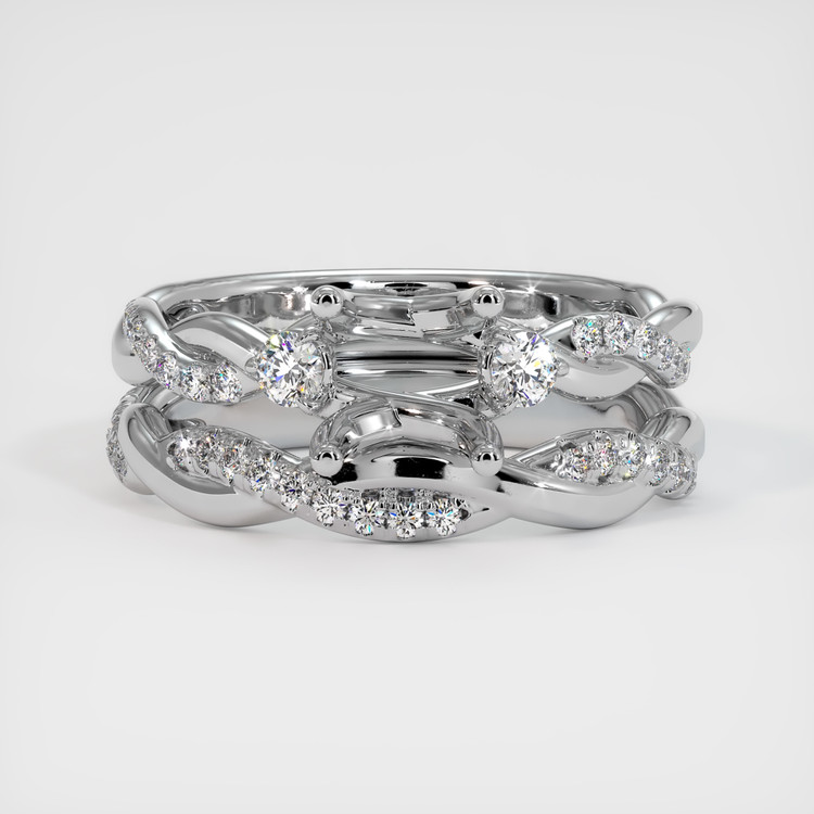 18K White Gold Three Stone Ring Setting