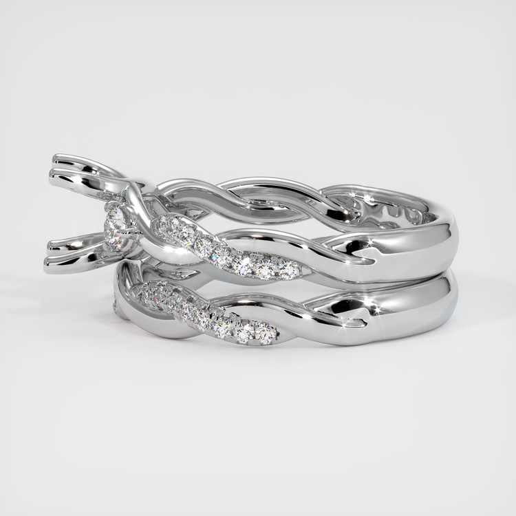 18K White Gold Three Stone Ring Setting