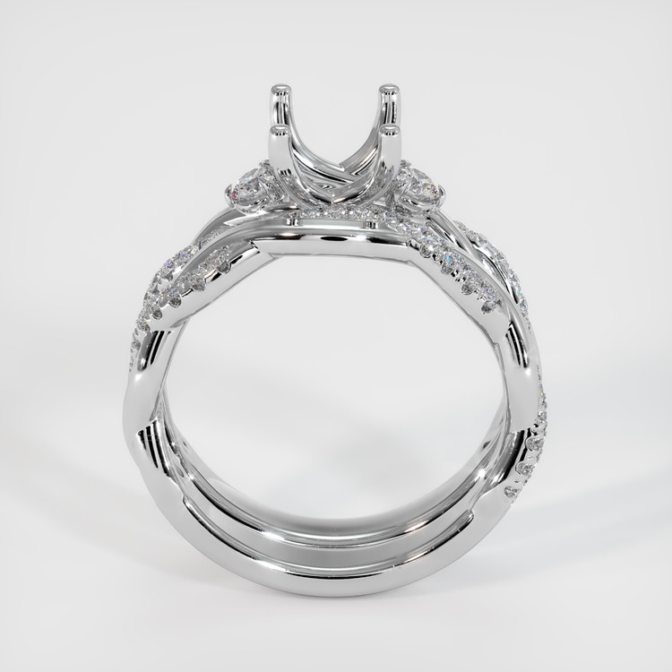 18K White Gold Three Stone Ring Setting