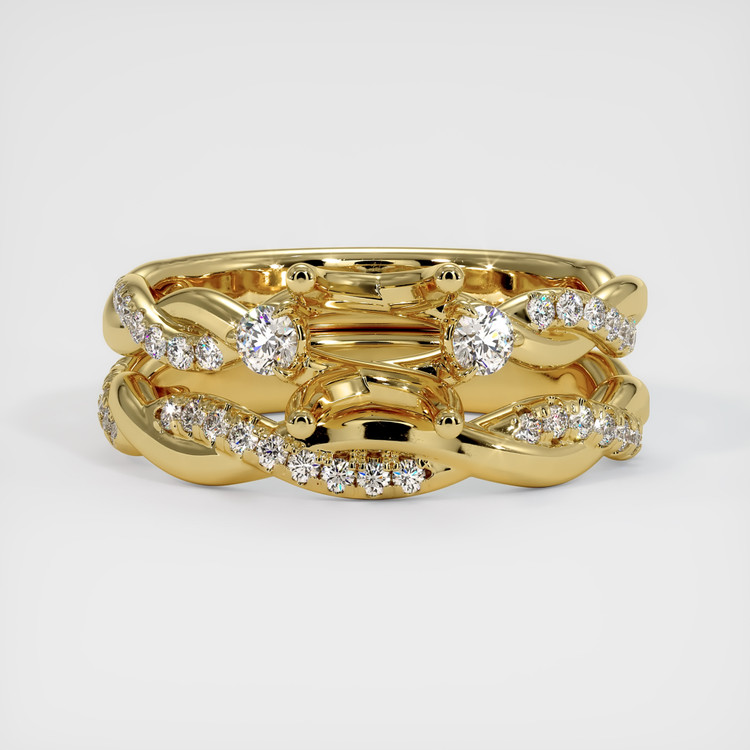 18K Yellow Gold Three Stone Ring Setting