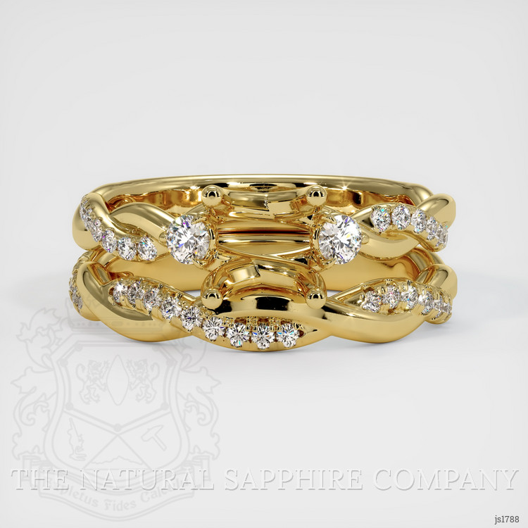 18K Yellow Gold Three Stone Ring Setting