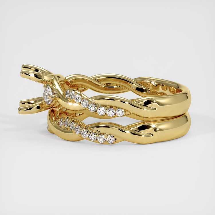 18K Yellow Gold Three Stone Ring Setting