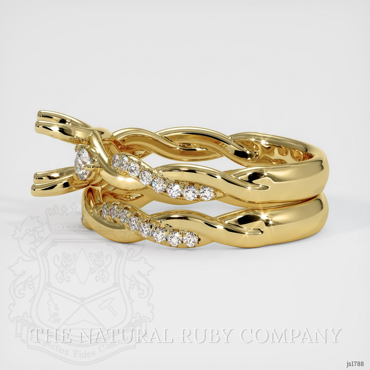 18K Yellow Gold Three Stone Ring Setting
