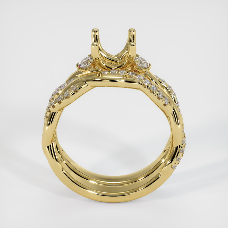 18K Yellow Gold Three Stone Ring Setting