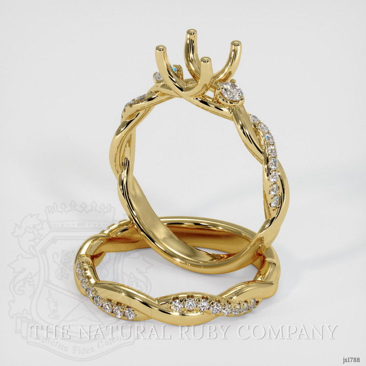 18K Yellow Gold Three Stone Ring Setting