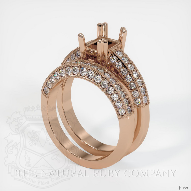 14K Rose Gold Pave Ring Setting