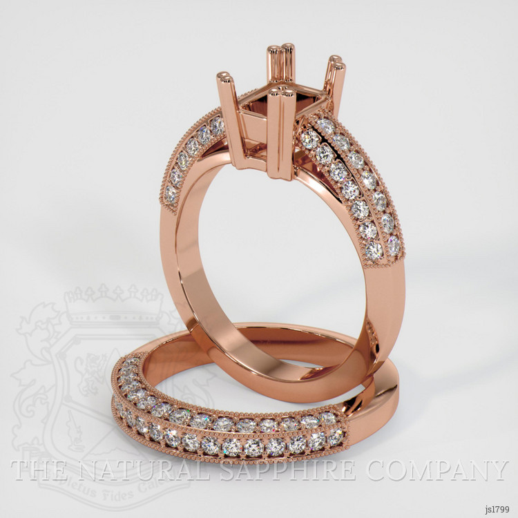 14K Rose Gold Pave Ring Setting