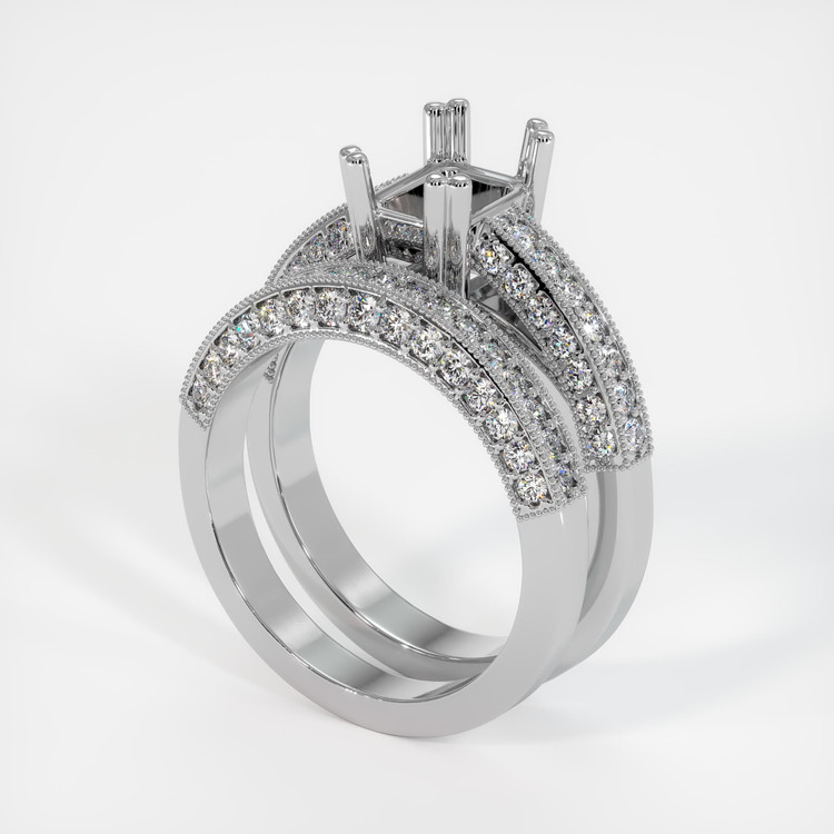 14K White Gold Pave Ring Setting