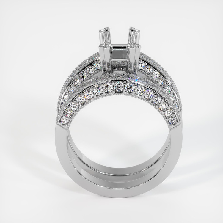 14K White Gold Pave Ring Setting