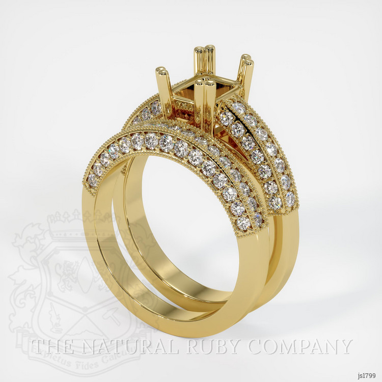 14K Yellow Gold Pave Ring Setting
