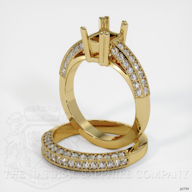 14K Yellow Gold Pave Ring Setting