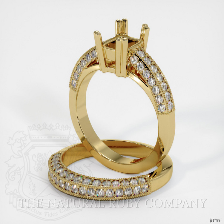14K Yellow Gold Pave Ring Setting