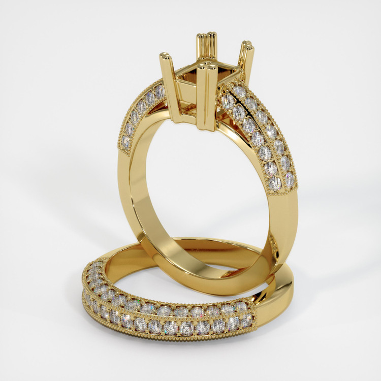 18K Yellow Gold Pave Ring Setting