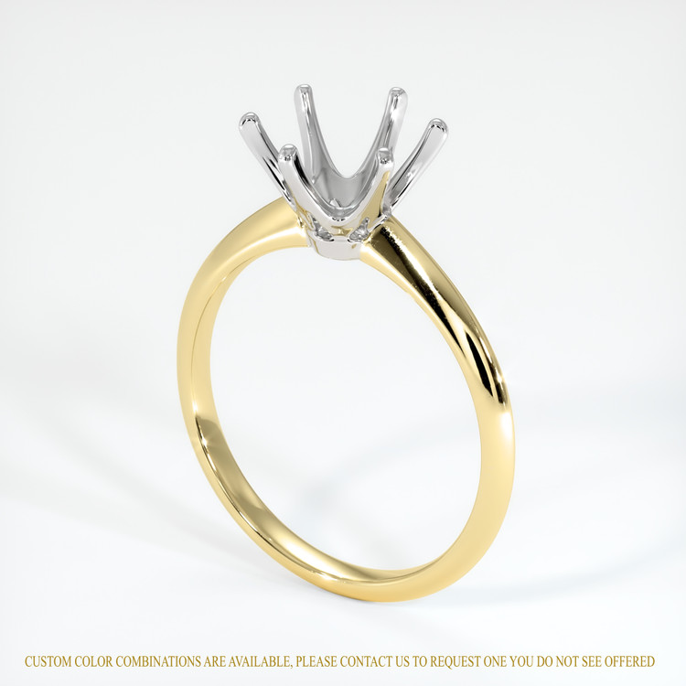 14K White & Yellow Solitaire Ring Setting