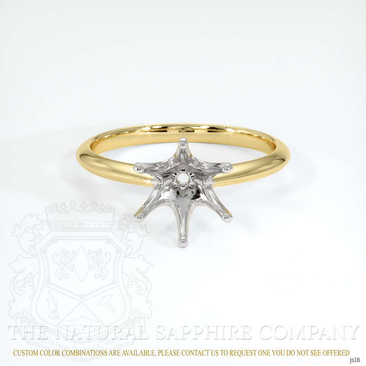 14K White & Yellow Solitaire Ring Setting