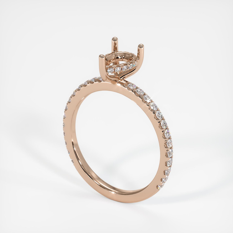 14K Rose Gold Pave Ring Setting