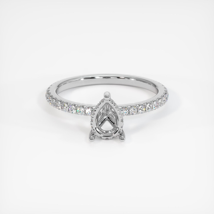 14K White Gold Pave Ring Setting