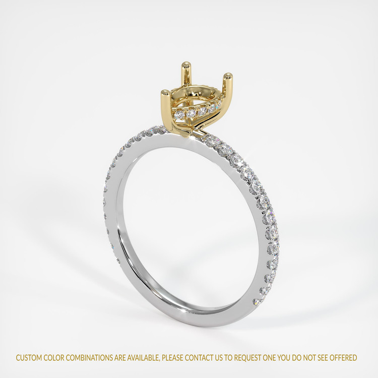 18K Yellow & White Pave Ring Setting