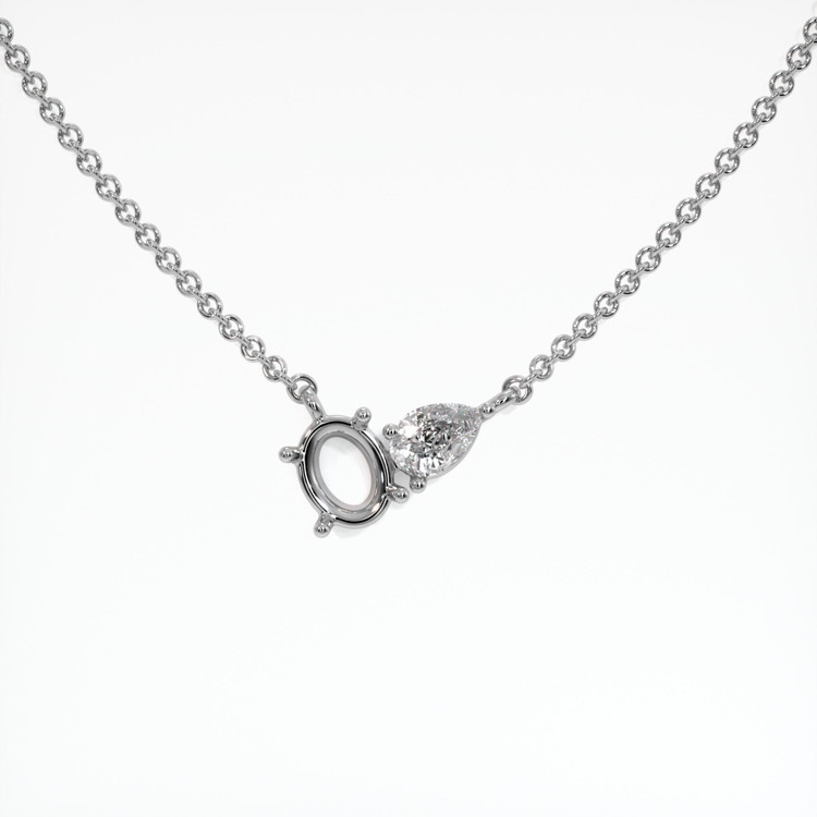 18K White Gold Accent Stones Necklace Setting