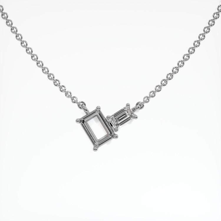 14K White Gold Accent Stones Necklace Setting