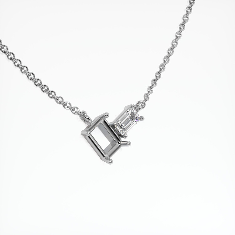 14K White Gold Accent Stones Necklace Setting