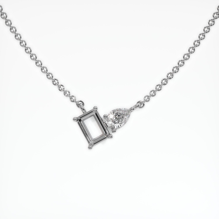 14K White Gold Accent Stones Necklace Setting