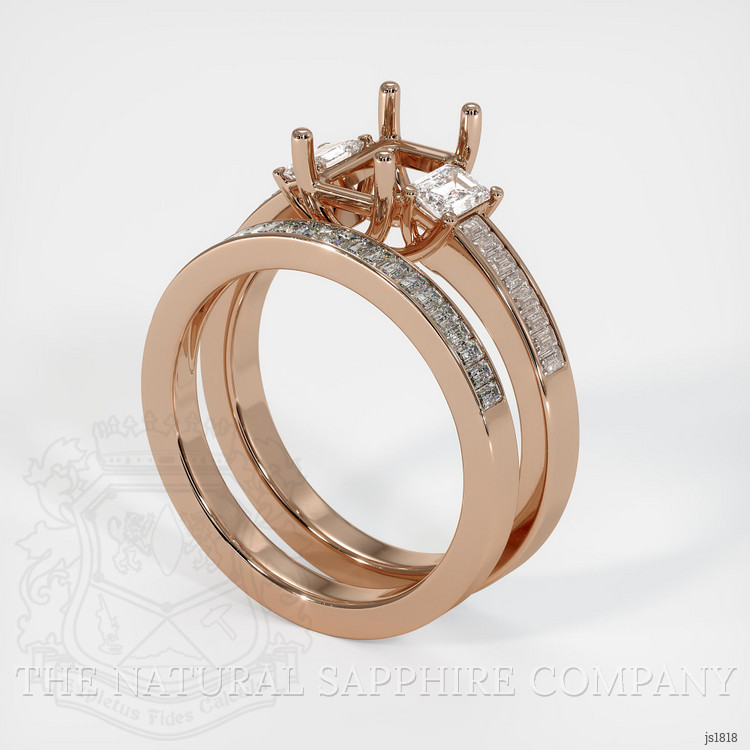 14K Rose Gold Three Stone Ring Setting