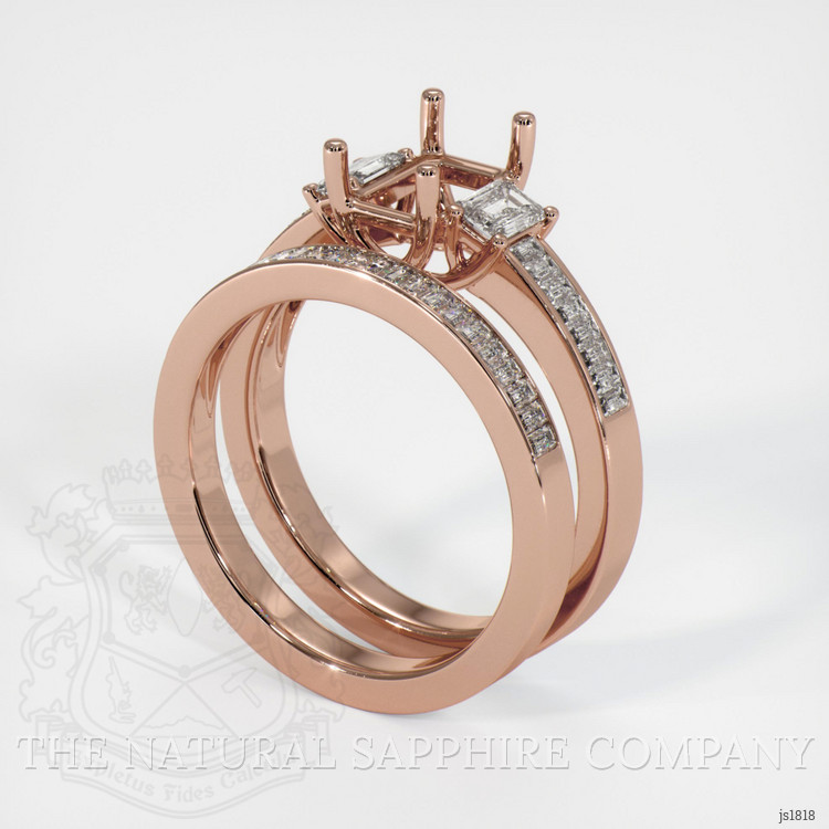 14K Rose Gold Three Stone Ring Setting