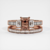14K Rose Gold Three Stone Ring Setting Image