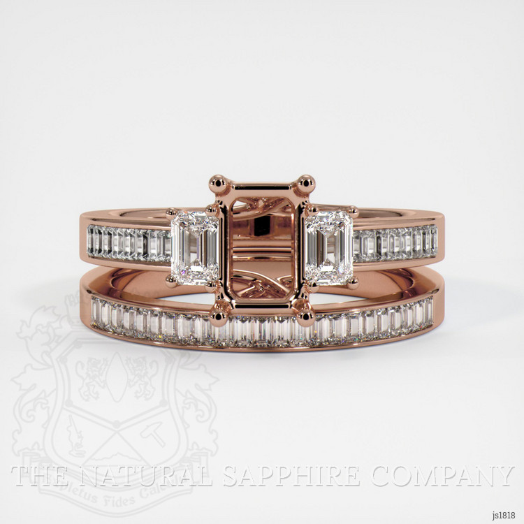 14K Rose Gold Three Stone Ring Setting