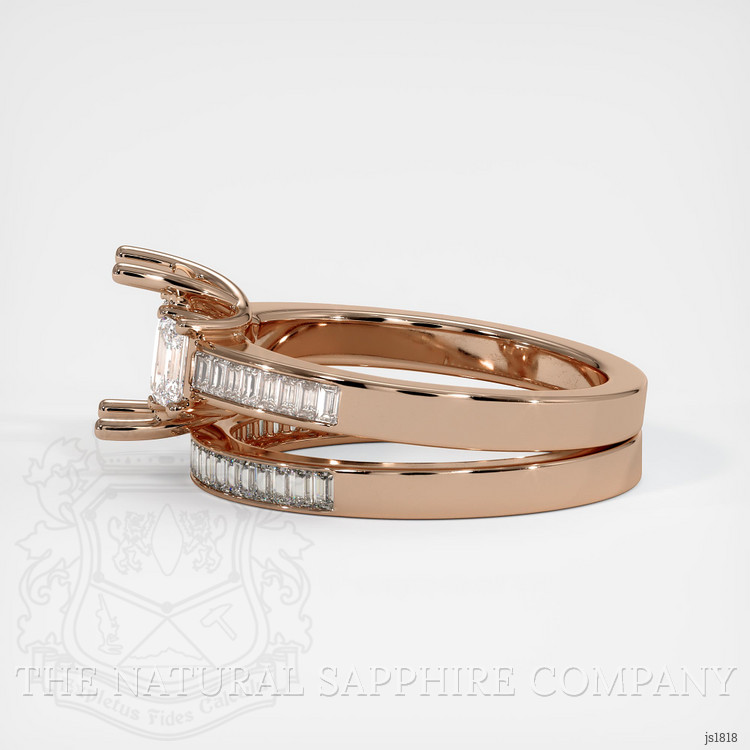 14K Rose Gold Three Stone Ring Setting