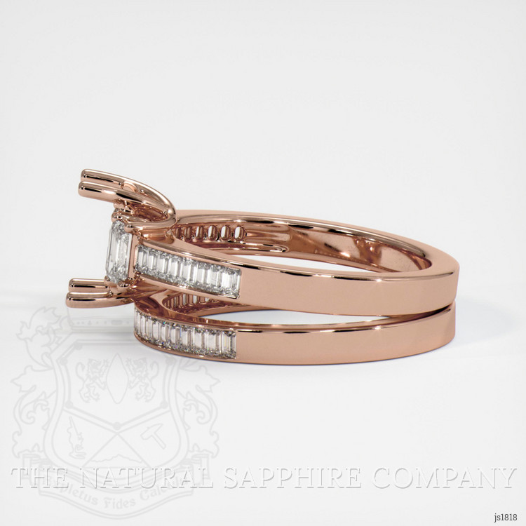 14K Rose Gold Three Stone Ring Setting