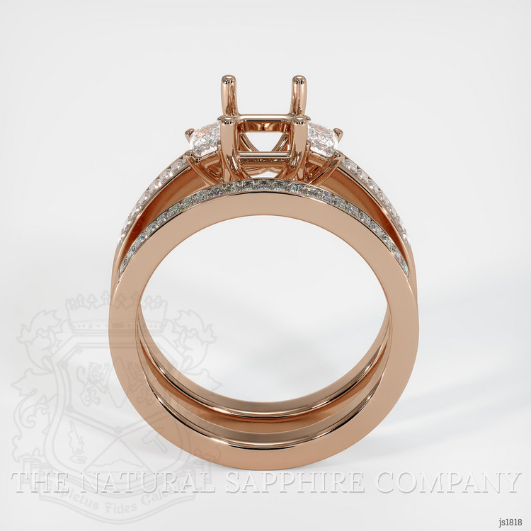 14K Rose Gold Three Stone Ring Setting
