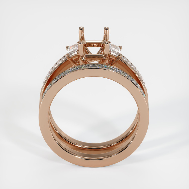 14K Rose Gold Three Stone Ring Setting