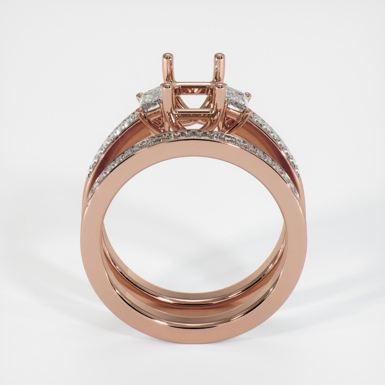 14K Rose Gold Three Stone Ring Setting