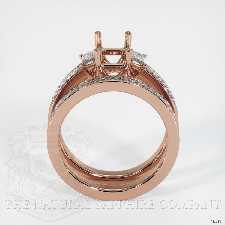 14K Rose Gold Three Stone Ring Setting