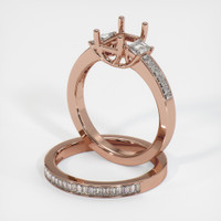 14K Rose Gold Three Stone Ring Setting Image