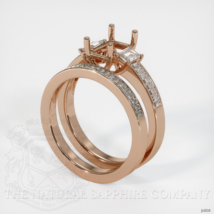 18K Rose Gold Three Stone Ring Setting